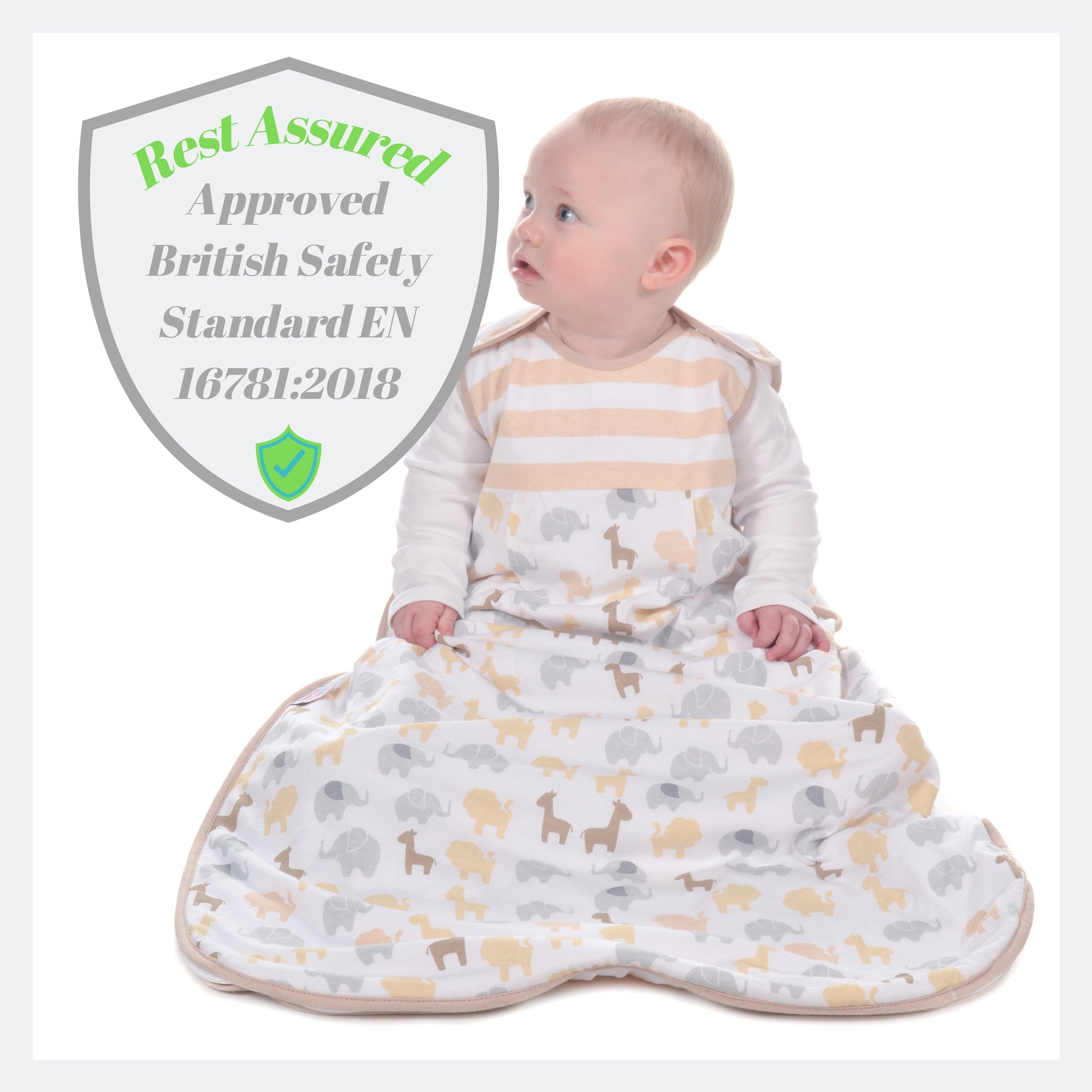 Snoozebag Baby Sleeping Bag Jungle Fun Greys 0-6 Months - 0.5 Tog