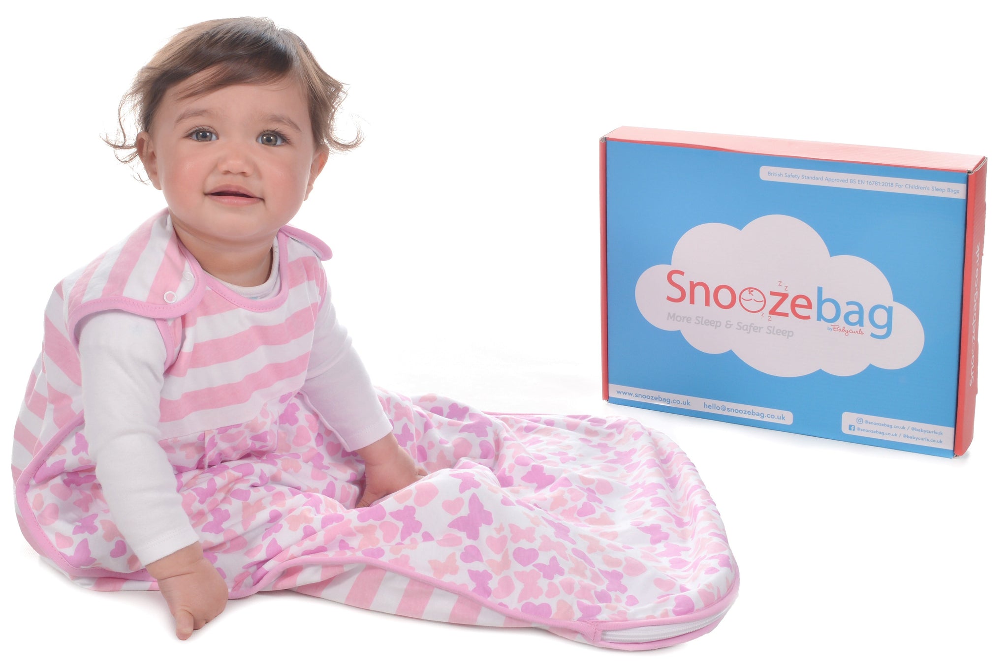 Snoozebag Baby Sleeping Bag - Butterflies & Hearts - Summer 1.0 Tog