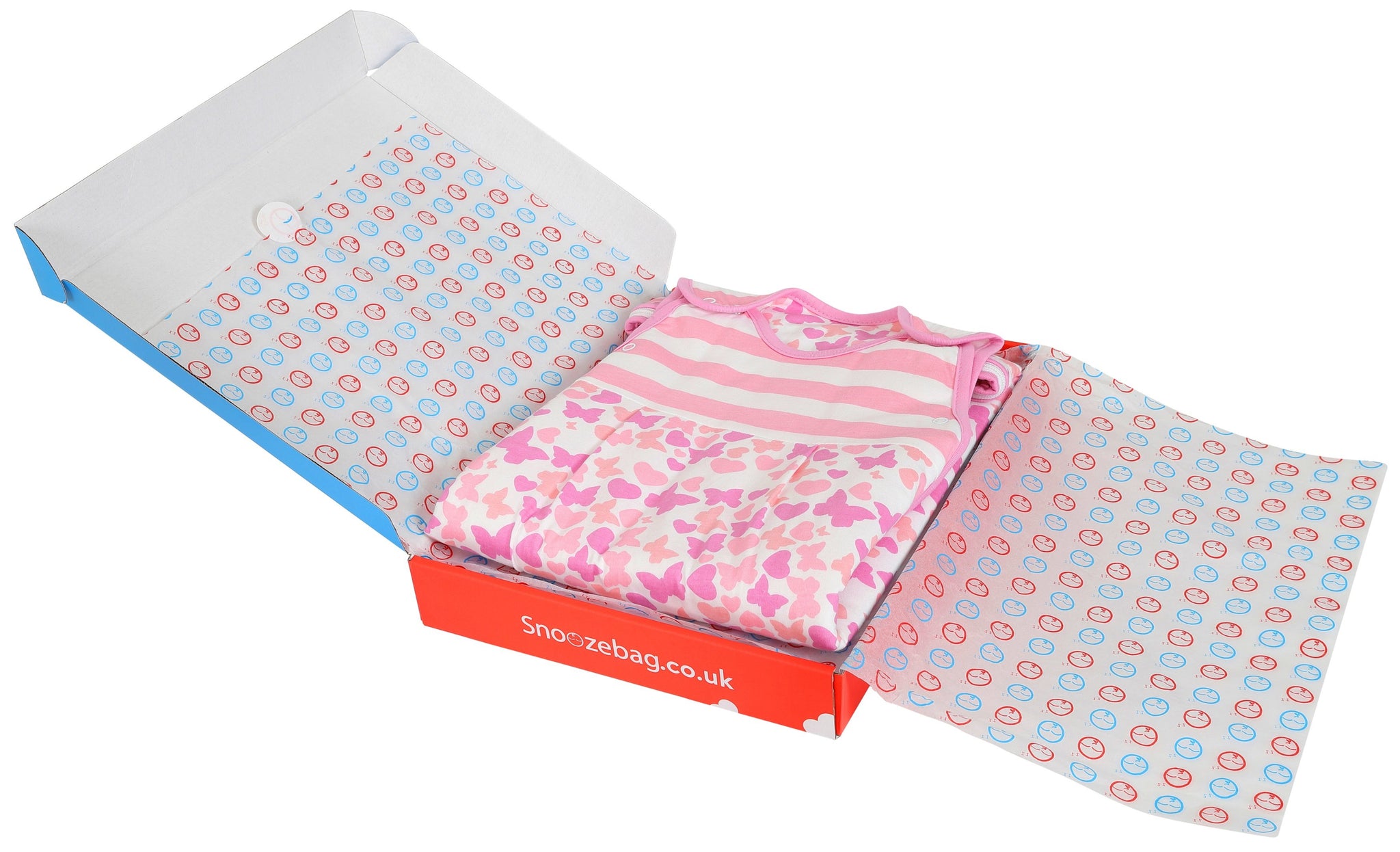 Snoozebag Baby Sleeping Bag - Butterflies & Hearts - Summer 1.0 Tog