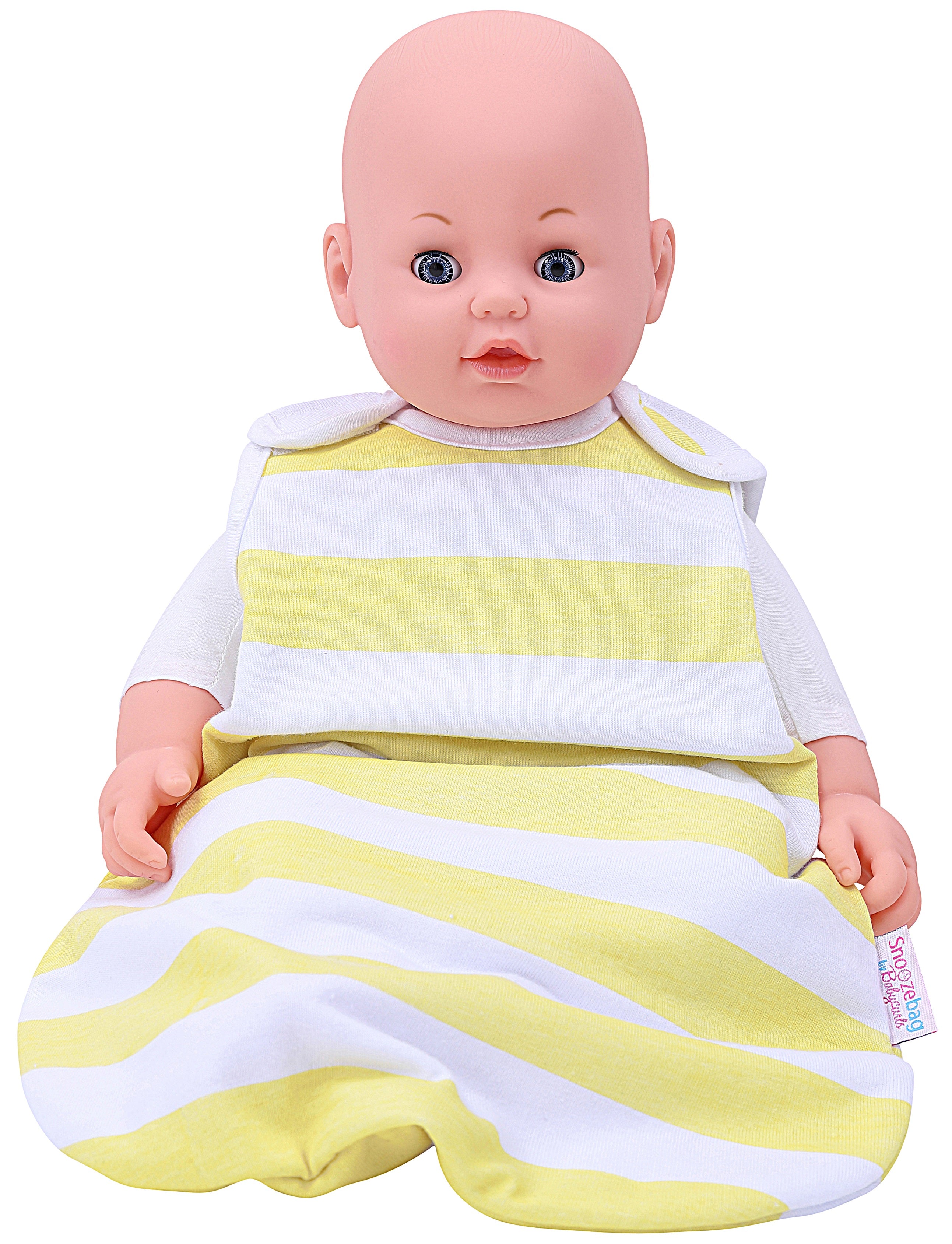Snoozebag Doll Baby Sleeping Bag Suitable For all Child Toy Dolls Accessory 100% Cotton - Lemon Stripe