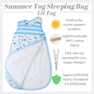 Snoozebag Baby Sleeping Bag Planes & Trains 6-18 Months - 1.0 Tog