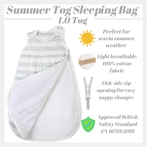 Snoozebag Baby Sleeping Bag Grey Stripe 6-18 Months - 1.0 Tog
