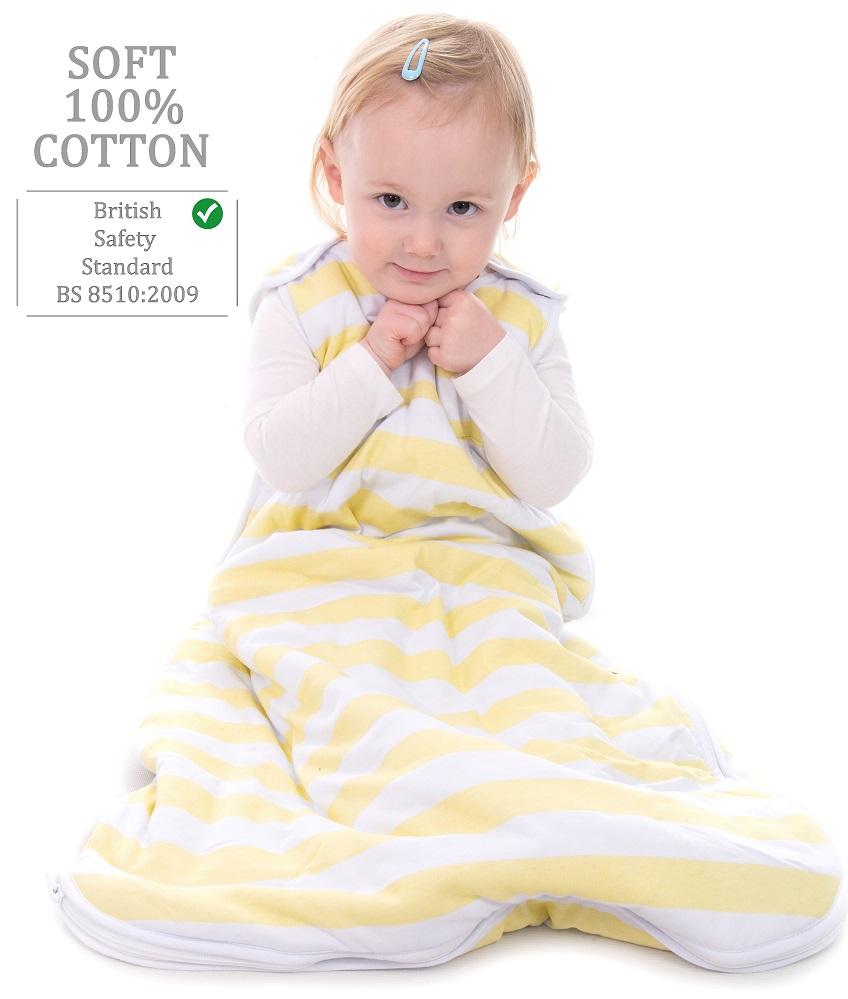 Snoozebag Baby Sleep Bag Lemon Stripe 18-36 Months Side Zip 2020 Version 2.5 Tog